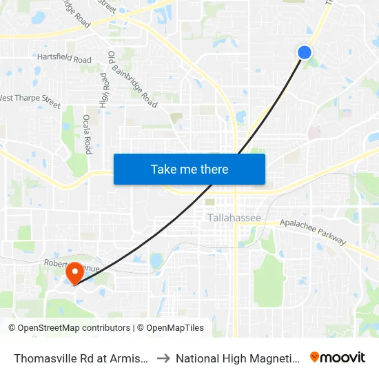 Thomasville Rd at Armistead Rd Nb to National High Magnetic Field Lab map