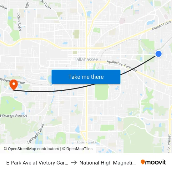 E Park Ave at Victory Garden Dr Wb to National High Magnetic Field Lab map