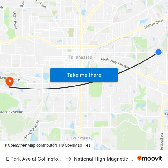 E Park Ave at Collinsford Rd Eb to National High Magnetic Field Lab map
