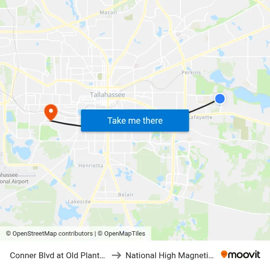 Conner Blvd at Old Plantation Rd Sb to National High Magnetic Field Lab map