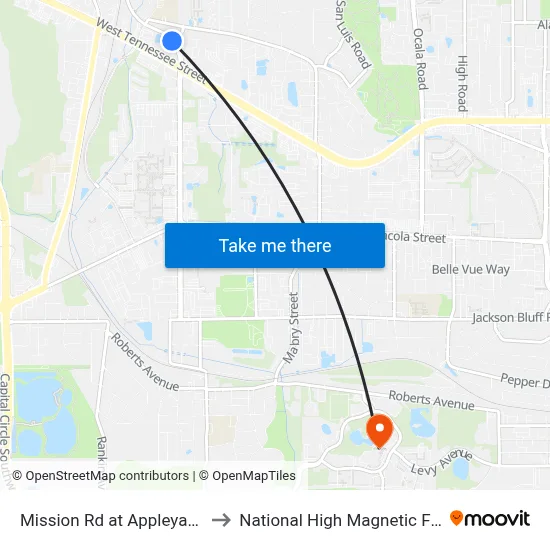 Mission Rd at Appleyard Dr Sb to National High Magnetic Field Lab map