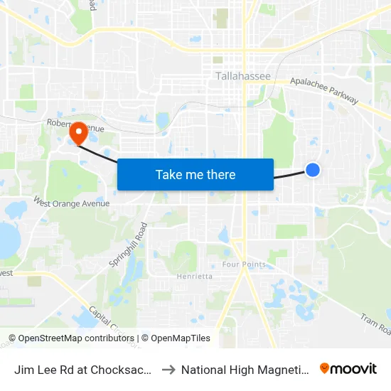 Jim Lee Rd at Chocksacka Nene Sb to National High Magnetic Field Lab map