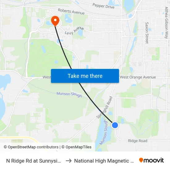 N Ridge Rd at Sunnyside Dr Sb to National High Magnetic Field Lab map