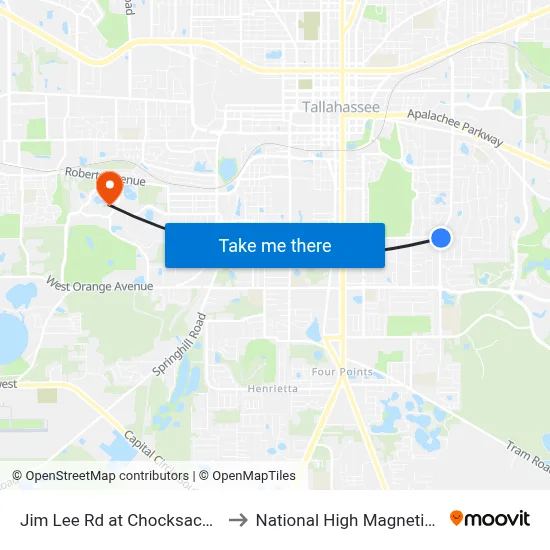Jim Lee Rd at Chocksacka Nene Nb to National High Magnetic Field Lab map