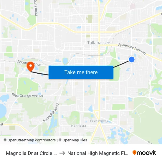 Magnolia Dr at Circle Dr Nb to National High Magnetic Field Lab map