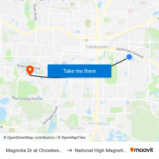 Magnolia Dr at Chowkeebin Nene Nb to National High Magnetic Field Lab map