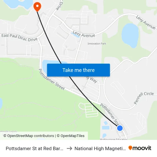 Pottsdamer St at Red Barber Plaza Sb to National High Magnetic Field Lab map