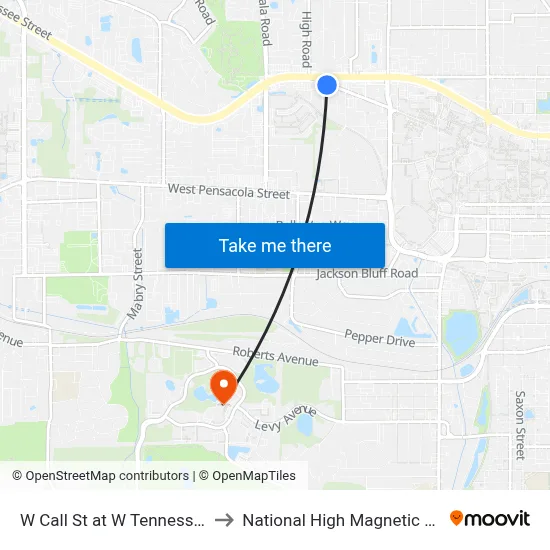 W Call St at W Tennessee St Eb to National High Magnetic Field Lab map