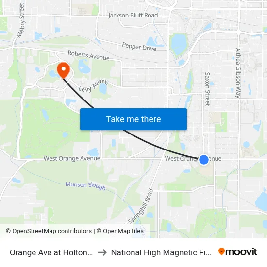 Orange Ave at Holton St Eb to National High Magnetic Field Lab map