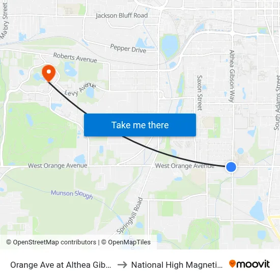 Orange Ave at Althea Gibson Way Eb to National High Magnetic Field Lab map