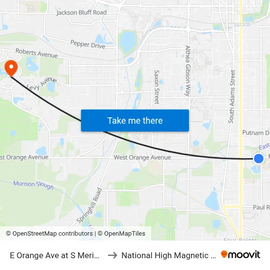 E Orange Ave at S Meridian St Eb to National High Magnetic Field Lab map