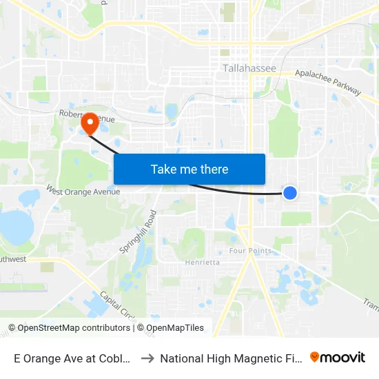 E Orange Ave at Coble Dr Eb to National High Magnetic Field Lab map