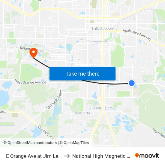 E Orange Ave at Jim Lee Rd Eb to National High Magnetic Field Lab map