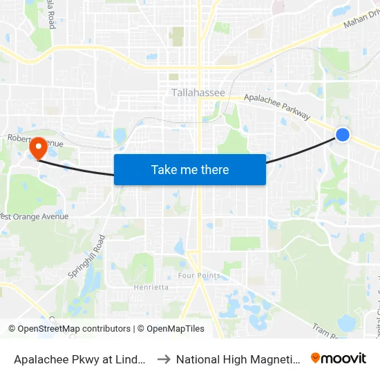 Apalachee Pkwy at Linda Ann Dr Eb to National High Magnetic Field Lab map