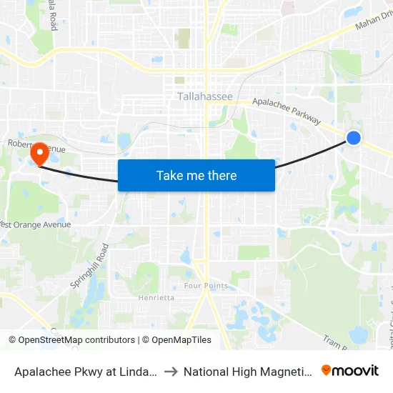 Apalachee Pkwy at Linda Ann Dr Wb to National High Magnetic Field Lab map
