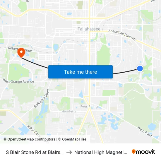 S Blair Stone Rd at Blairstone Ct Sb to National High Magnetic Field Lab map