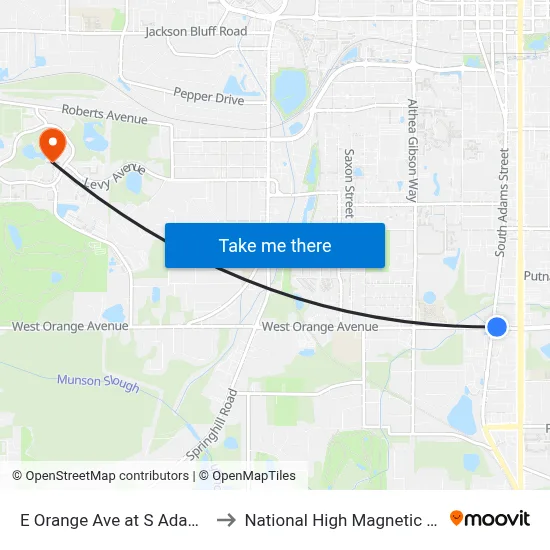 E Orange Ave at S Adams St Wb to National High Magnetic Field Lab map