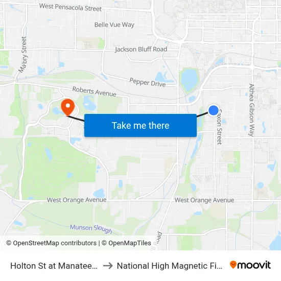 Holton St at Manatee St Sb to National High Magnetic Field Lab map