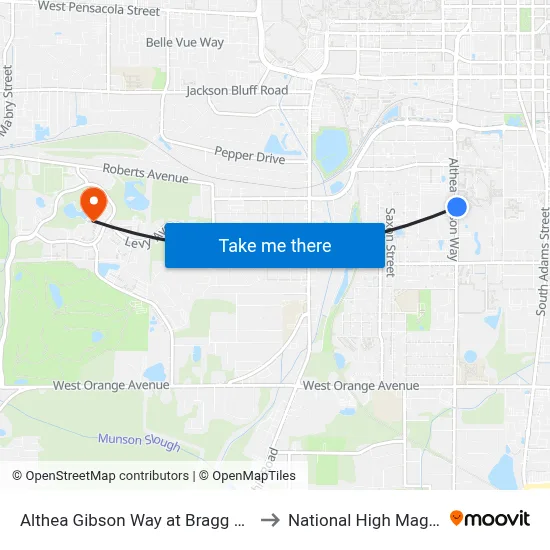 Althea Gibson Way at Bragg Memorial Stadium Nb to National High Magnetic Field Lab map