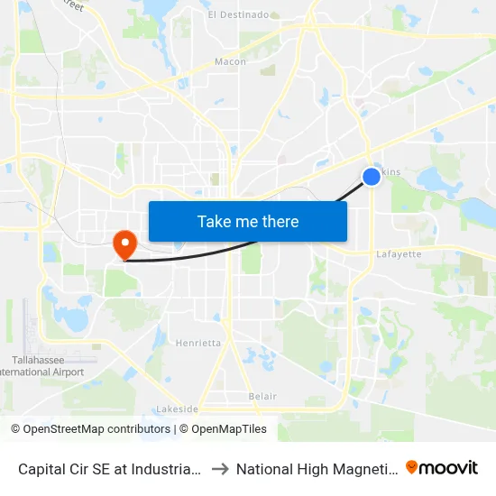 Capital Cir SE at Industrial Plaza Dr Sb to National High Magnetic Field Lab map