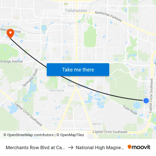 Merchants Row Blvd at Capital Cir SE Eb to National High Magnetic Field Lab map