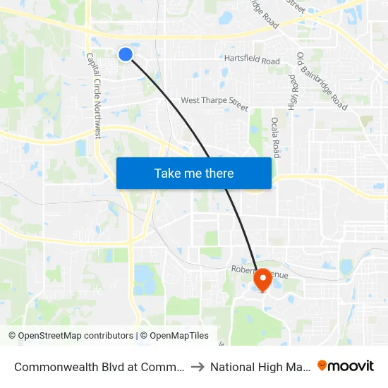 Commonwealth Blvd at Commonwealth Business Dr Wb to National High Magnetic Field Lab map