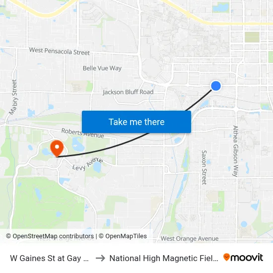 W Gaines St at Gay St Eb to National High Magnetic Field Lab map