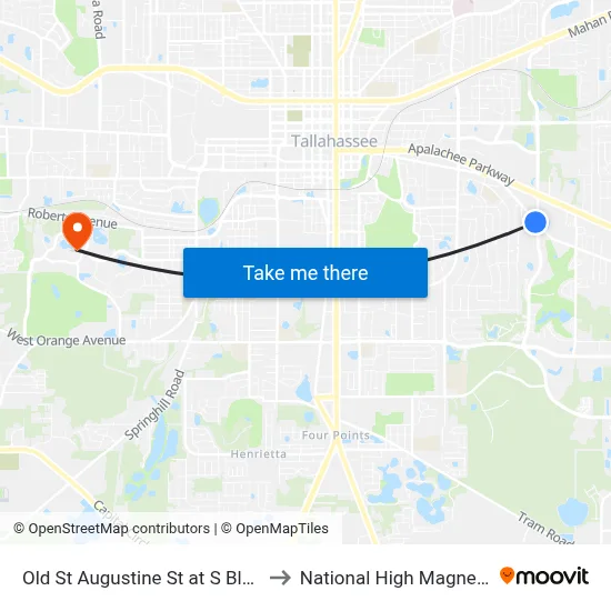 Old St Augustine St at S Blair Stone Rd Eb to National High Magnetic Field Lab map