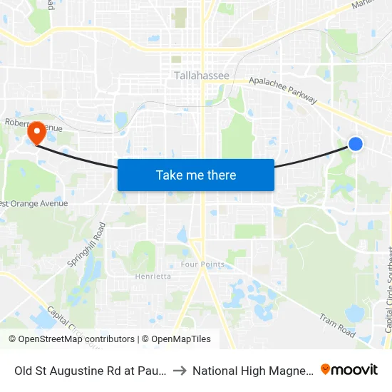 Old St Augustine Rd at Paul Russell Rd Eb to National High Magnetic Field Lab map