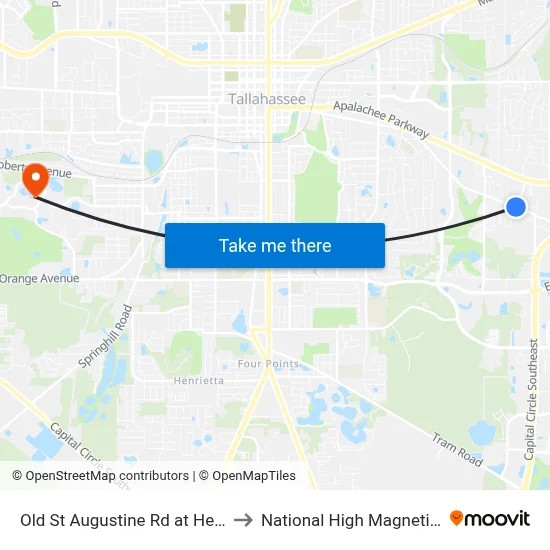 Old St Augustine Rd at Hendrix Rd Wb to National High Magnetic Field Lab map