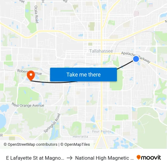 E Lafayette St at Magnolia Dr Wb to National High Magnetic Field Lab map