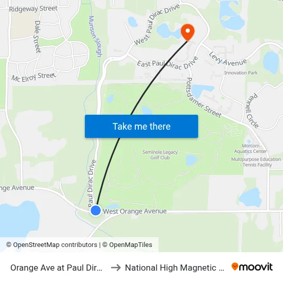 Orange Ave at Paul Dirac Dr Wb to National High Magnetic Field Lab map