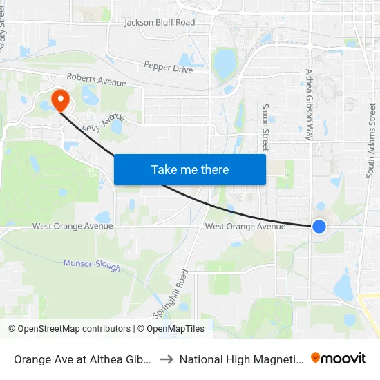 Orange Ave at Althea Gibson Way Wb to National High Magnetic Field Lab map