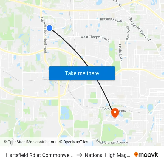 Hartsfield Rd at Commonwealth Business Dr Wb to National High Magnetic Field Lab map
