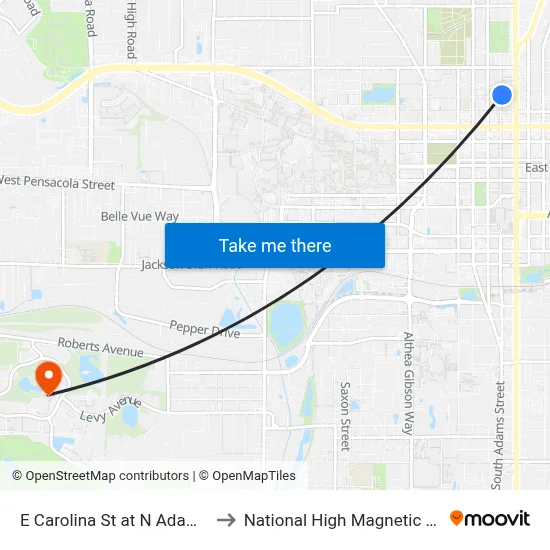 E Carolina St at N Adams St Wb to National High Magnetic Field Lab map