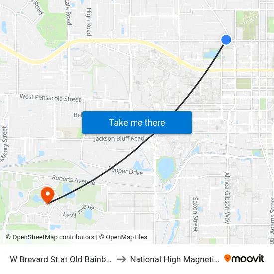 W Brevard St at Old Bainbridge Rd Wb to National High Magnetic Field Lab map
