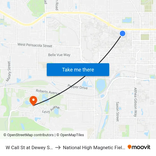 W Call St at Dewey St Wb to National High Magnetic Field Lab map