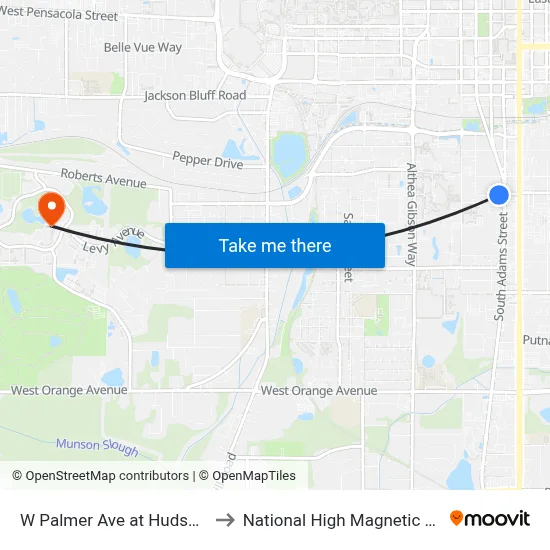 W Palmer Ave at Hudson St Wb to National High Magnetic Field Lab map