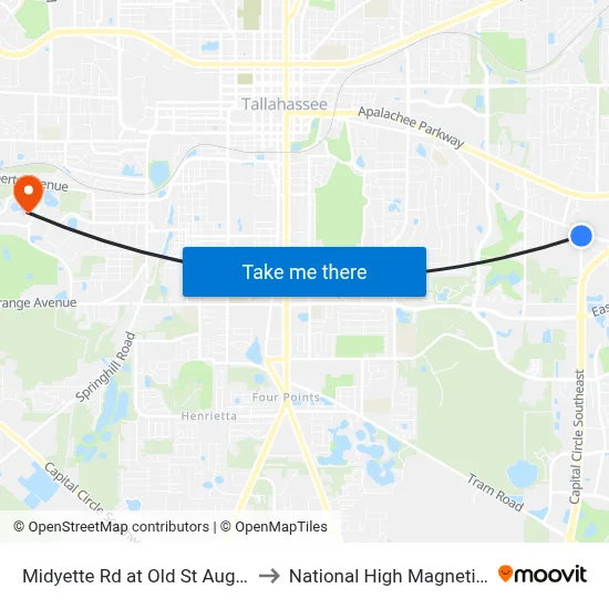 Midyette Rd at Old St Augustine St Nb to National High Magnetic Field Lab map