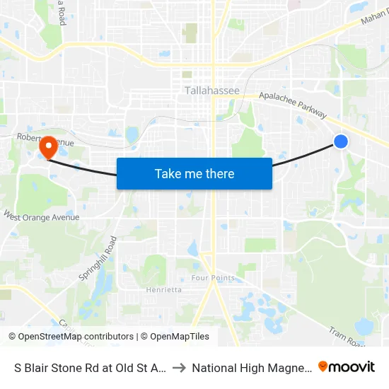 S Blair Stone Rd at Old St Augustine Rd Sb to National High Magnetic Field Lab map