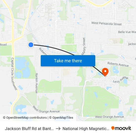 Jackson Bluff Rd at Bantam Ln Wb to National High Magnetic Field Lab map
