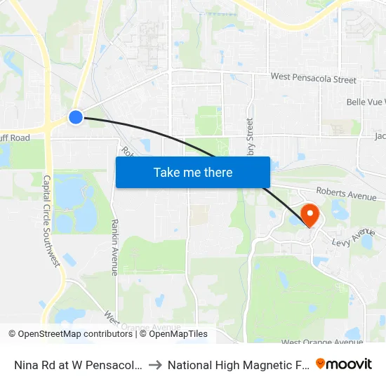 Nina Rd at W Pensacola St Nb to National High Magnetic Field Lab map