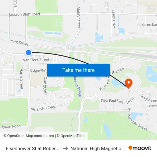 Eisenhower St at Roberts Ave Sb to National High Magnetic Field Lab map