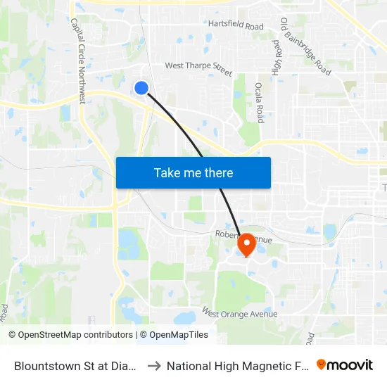 Blountstown St at Dian Rd Nb to National High Magnetic Field Lab map