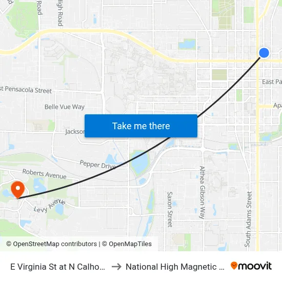 E Virginia St at N Calhoun St Wb to National High Magnetic Field Lab map