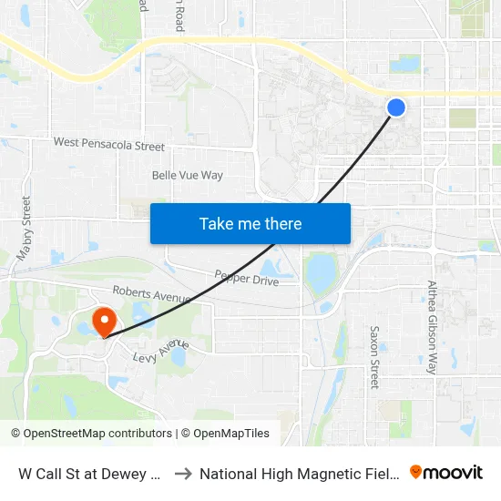 W Call St at Dewey St Eb to National High Magnetic Field Lab map