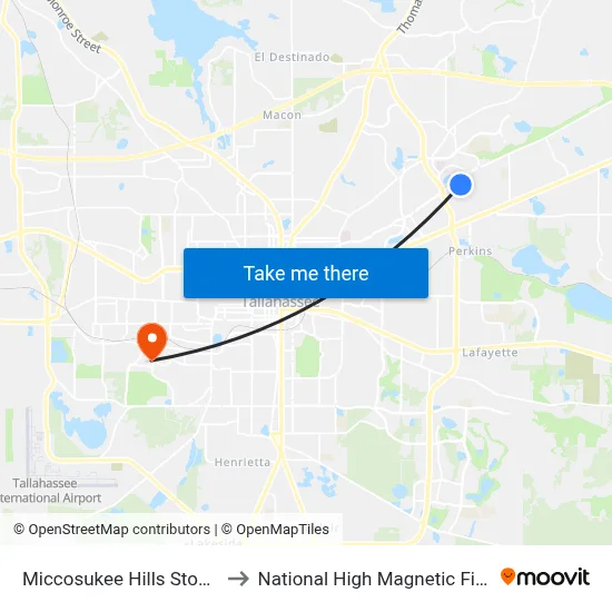 Miccosukee Hills Stop 2 Wb to National High Magnetic Field Lab map
