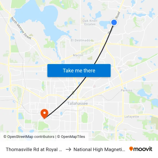 Thomasville Rd at Royal Oaks Dr Nb to National High Magnetic Field Lab map