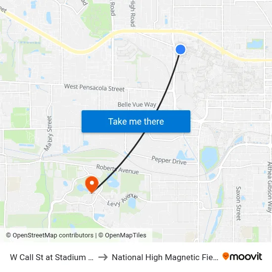 W Call St at Stadium Dr Eb to National High Magnetic Field Lab map
