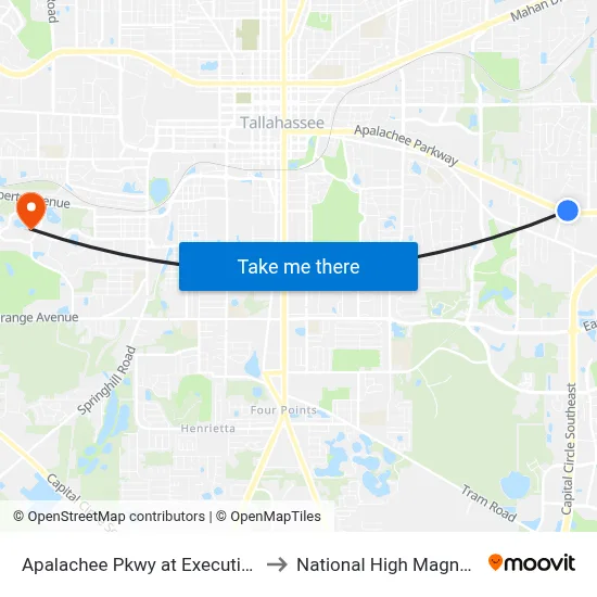 Apalachee Pkwy at Executive Center Dr Wb to National High Magnetic Field Lab map